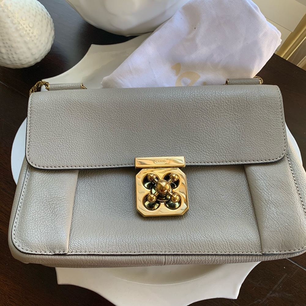 Chloe Gray Taupe Elsie Medium Shoulder Bag